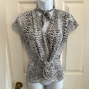 NWT Worthington Black and White Sleeveless Print Top, XS